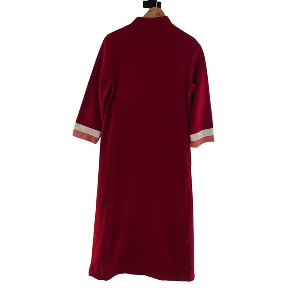 Vanity Fair 1970s Womens Sz 8 Cushy Velour Long Front Zip Robe Maroon Vintage - Picture 4 of 5